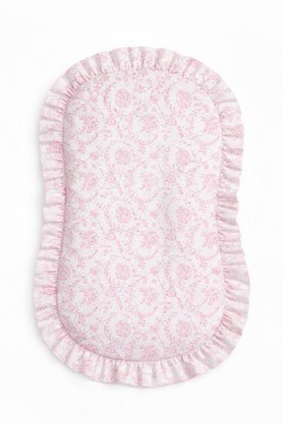 Pink Chinoiserie Ruffle Baby Lounger Cover in - photo