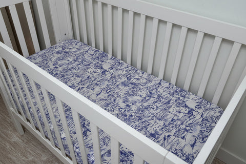Pink Toile Crib Sheet