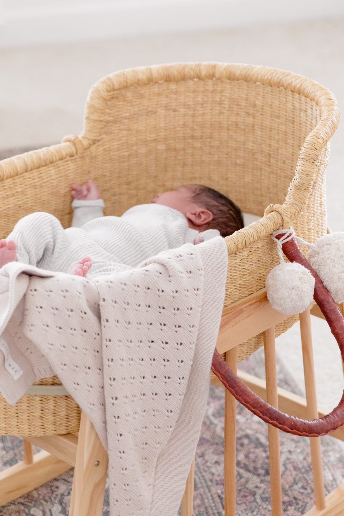 Little Mae & Co. Toffee Pointelle Knit Blanket in - photo