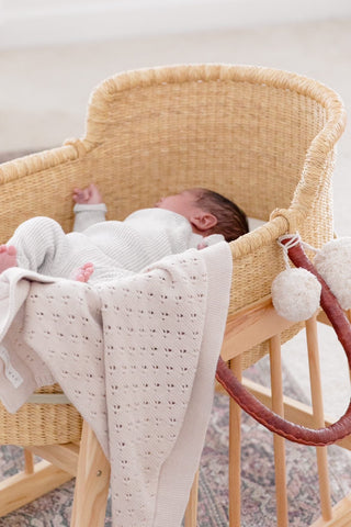 Little Mae & Co. Toffee Pointelle Knit Blanket in - photo