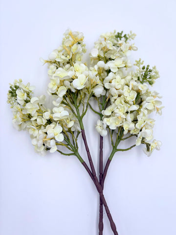 Real Touch Lilacs - Bundle of 3 in Ivory - Bundle of 3 Stems - Florals photo
