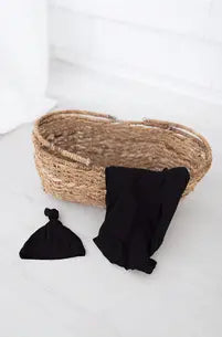 Swaddle Blanket and Hat Set - Black in - Swaddle Blankets & Hat / Headband Sets photo