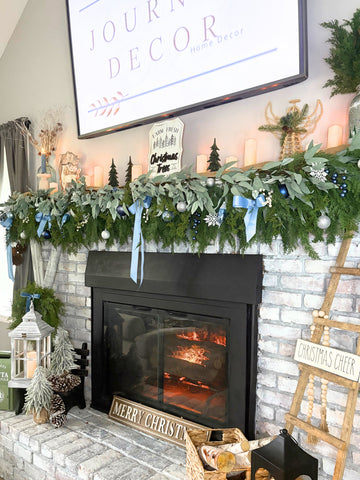 9’ Artificial Real-Touch Cedar and Long Leaf Eucalyptus Garland in - Garland photo