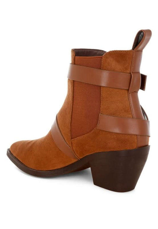 Raveta Microfiber Buckle Strap Western Boots in - photo