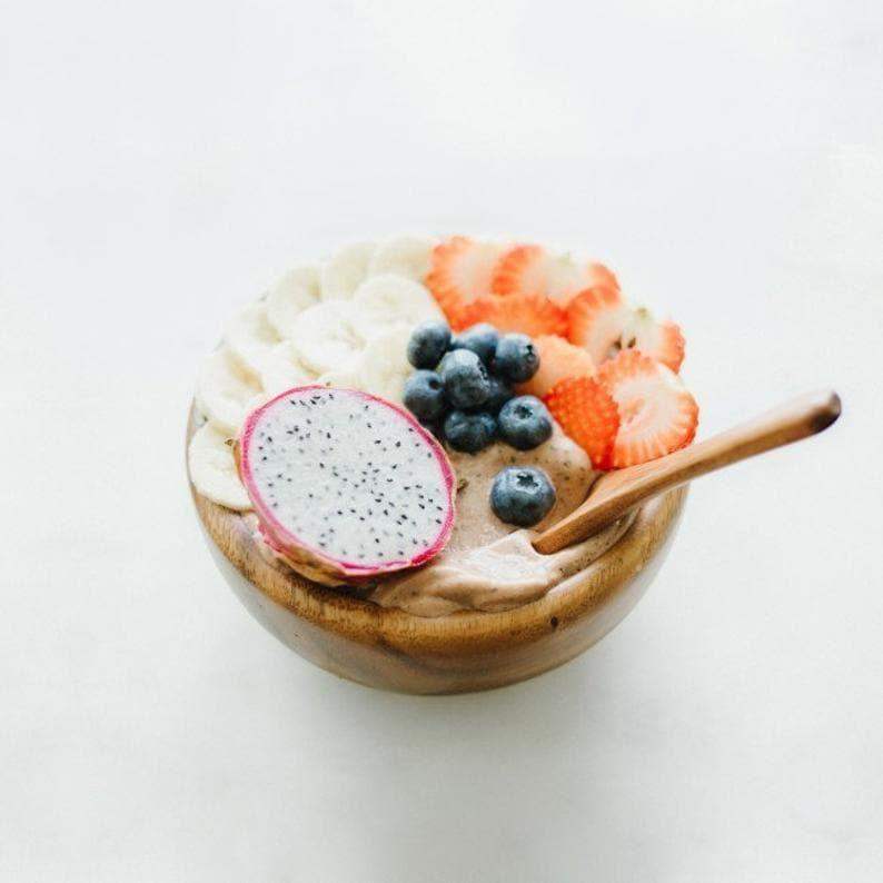 6" Acacia Wood Smoothie Bowl + Spoon - SwagglyLife Home & Fashion