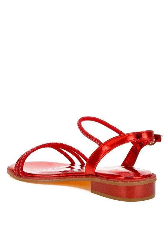 Nobbity Rhinestone Pearl Detail Flat Sandals - SwagglyLife Home & Fashion