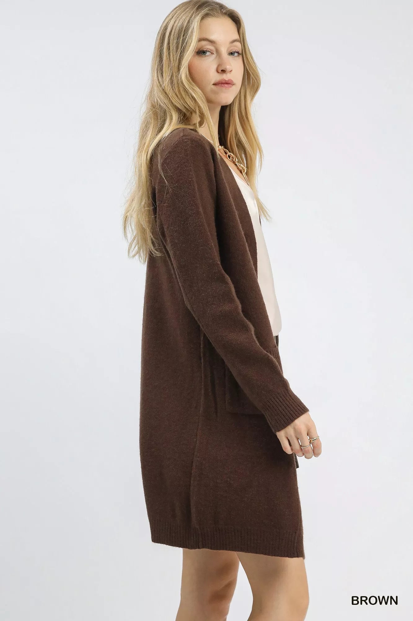Umgee Button-Down Longline Sweater Cardigan with Front Pockets - SwagglyLife Home & Fashion