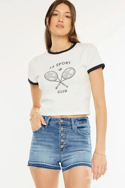 Kancan High Rise Release Hem Denim Shorts in - Shorts photo