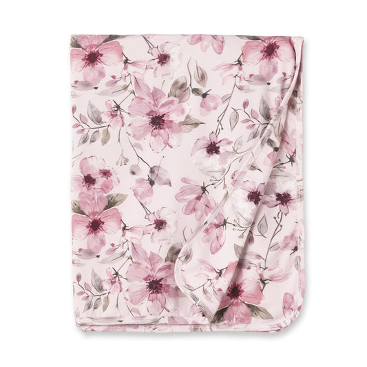 Watercolor Floral Baby Stroller Blanket - Bamboo - 1S