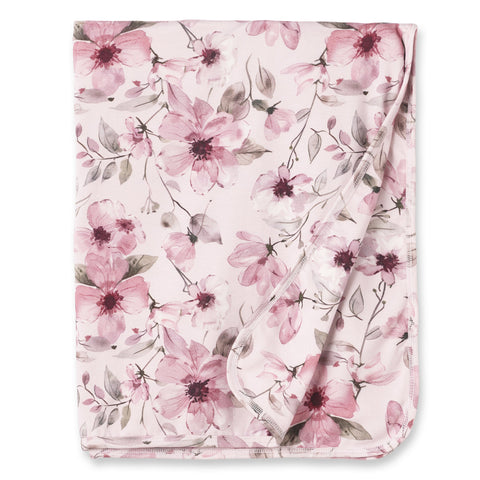 Watercolor Floral Baby Stroller Blanket - Bamboo