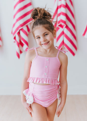 Paradise Pink Gingham High Waisted Bikini in - Swimwear photo