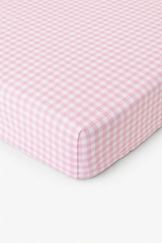Rosey Pink Gingham Crib Sheet in - photo