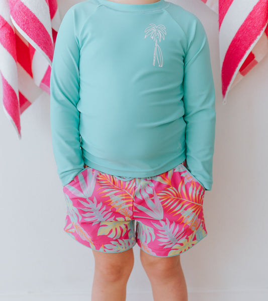 Pink Palm Paradise Swim Shorts in - Swimwear photo