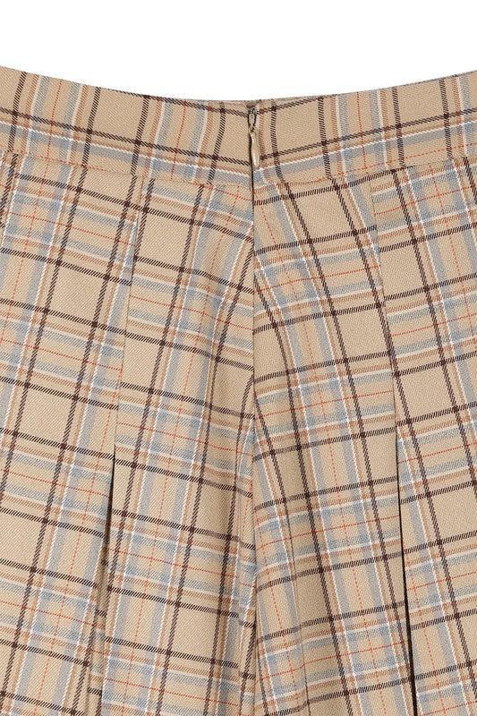 LILOU Plaid Pleated Mini Skirt