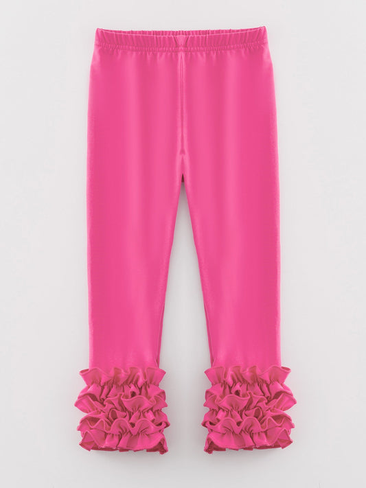 Milk Silk Ruffled Hot Pink Icing Legging - hot pink
