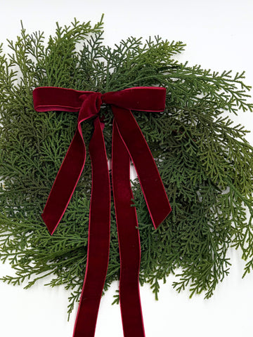 Traditional Red Mini Cedar Cabinet Wreaths with Ribbon - SwagglyLife Home & Fashion