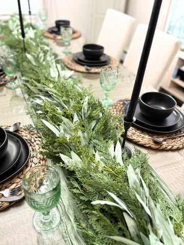 9’ Artificial Real-Touch Cedar and Long Leaf Eucalyptus Garland in - Garland photo