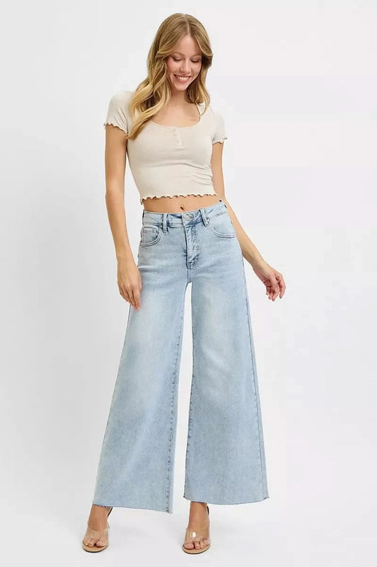 RISEN Full Size High Rise Ankle Wide Palazzo Jeans Plus Size in - photo