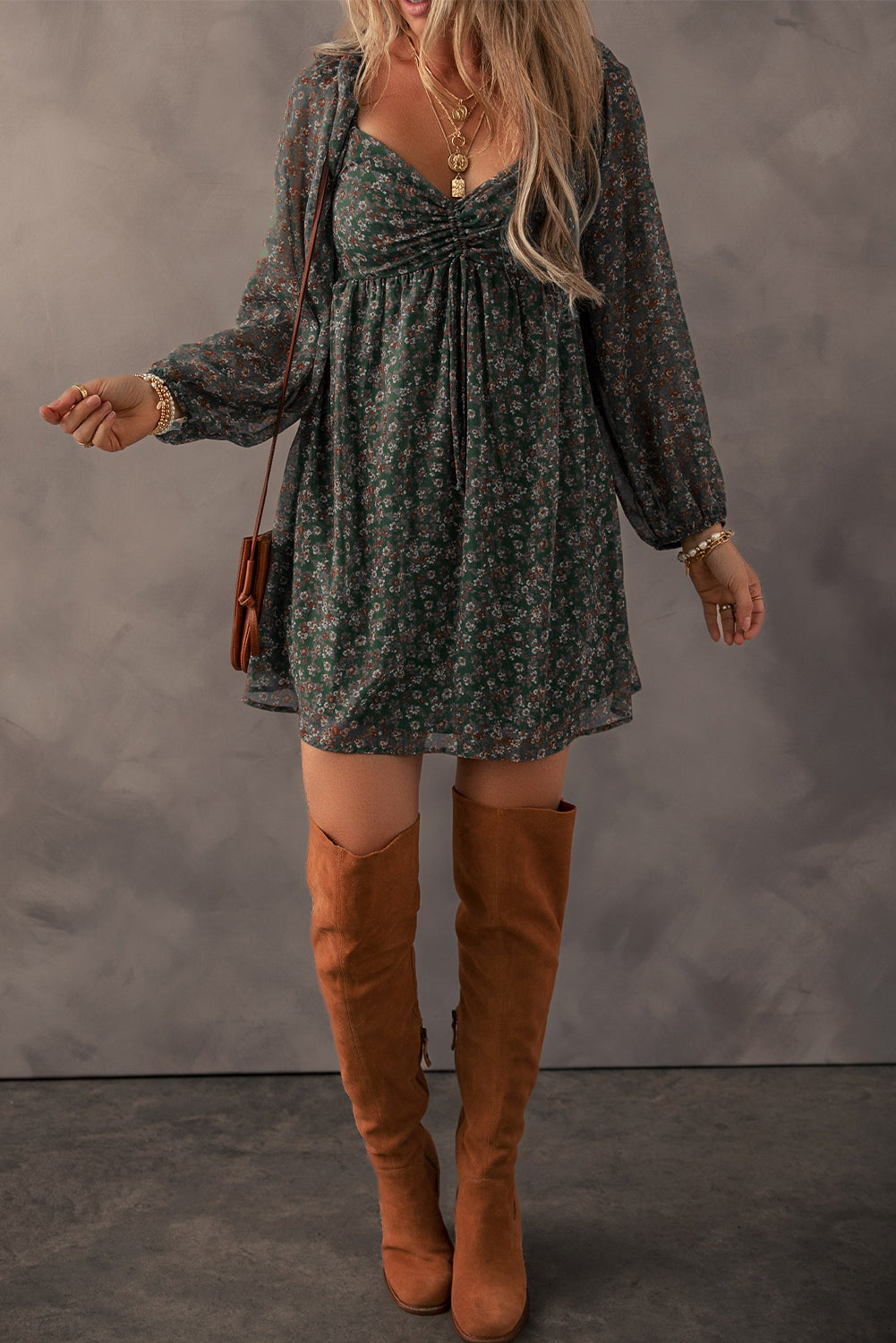 Armani Shirred Back Mini Dress in - Floral Dresses photo