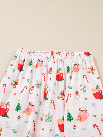 Christmas Spirit Cute Holiday Print Short Sleeve Shirt and Pants 2pcs Pajama Set in - photo