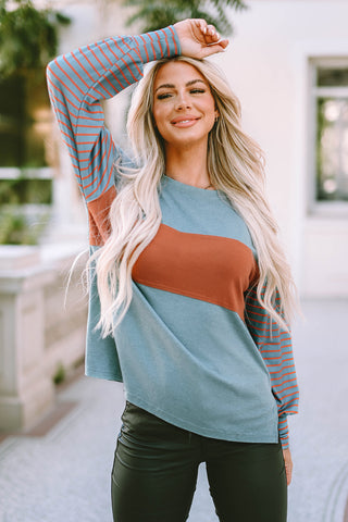 Emma Striped Bishop Sleeve Top in - Tops photo