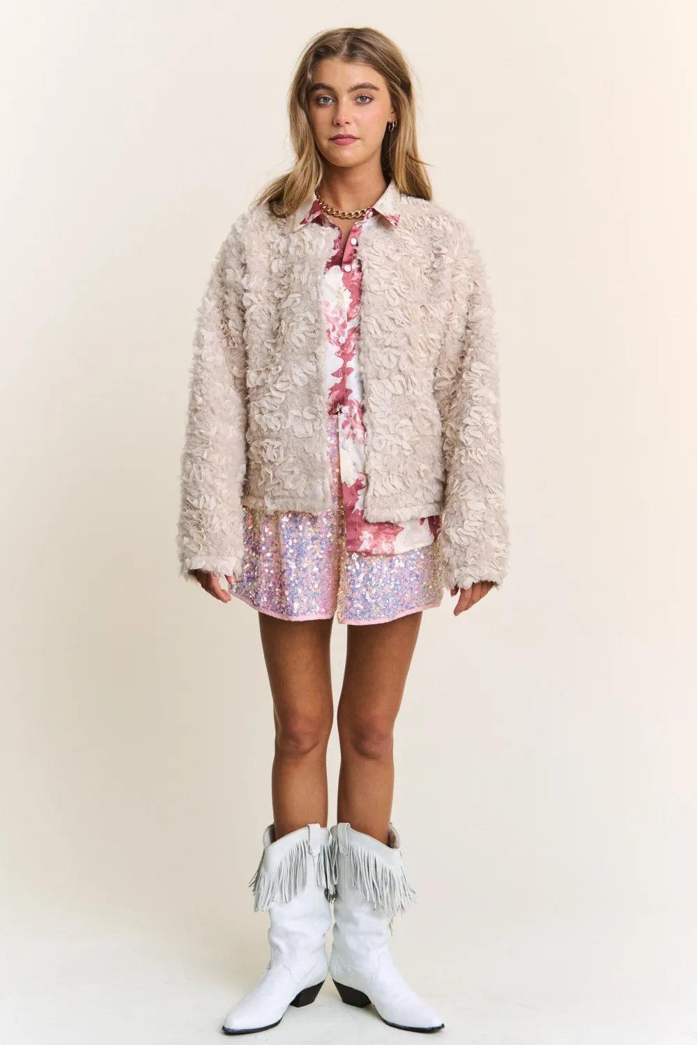 J.NNA Mixed Fabric Chic Jacket in - photo