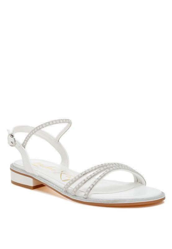 Nobbity Rhinestone Pearl Detail Flat Sandals - SwagglyLife Home & Fashion