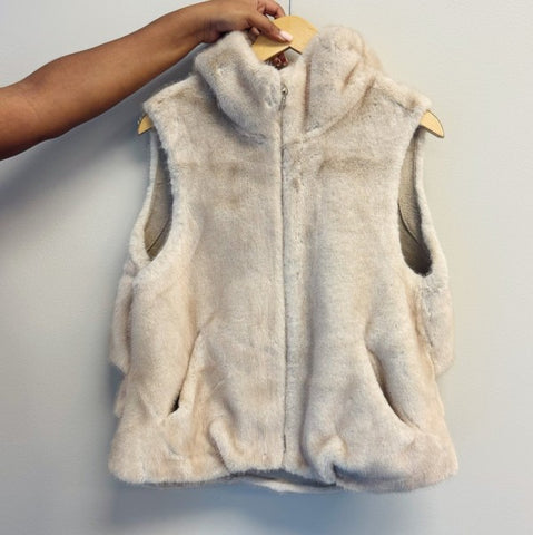 Real Feel Faux Mink Fur Hooded Vest in - photo