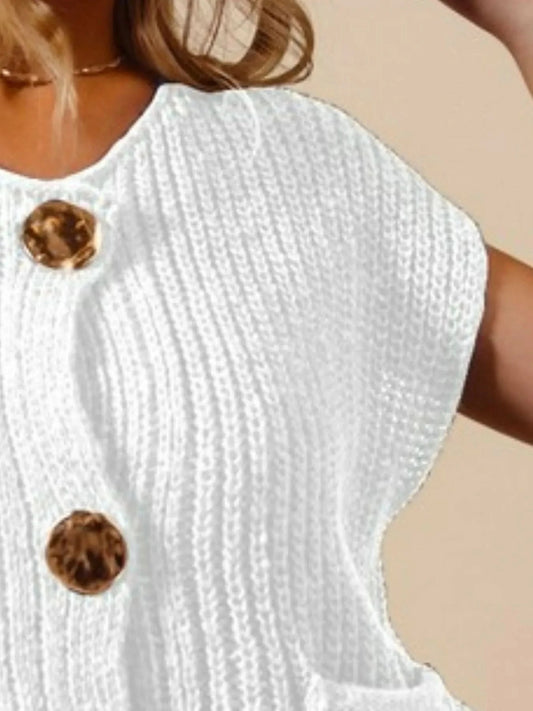 SO ME Big Metal Button Front Sweater Vest in - photo