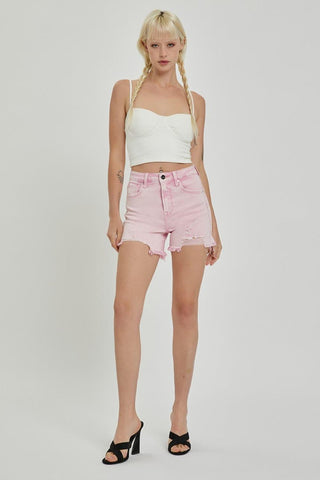 RISEN High Rise Distressed Denim Shorts - SwagglyLife Home & Fashion