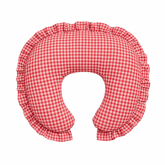 Red Gingham Ruffle Nursing Pillow Cover in Original Cover Ruffle - photo