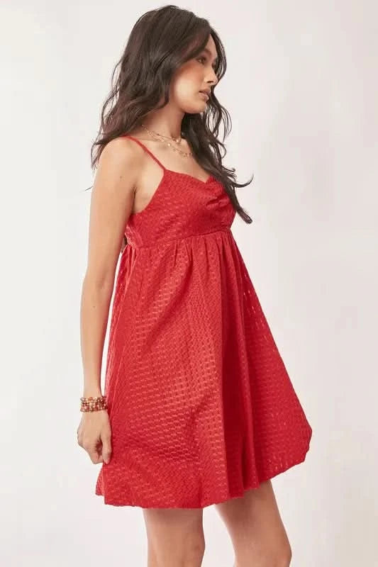 Davi & Dani Textured Sweetheart Neckline Bubble Hem Dress in - photo