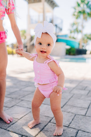 Paradise Pink Gingham High Waisted Bikini in - Swimwear photo