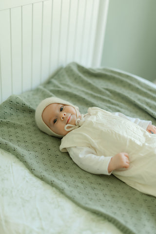 Mint Pointelle Knit Blanket in - photo