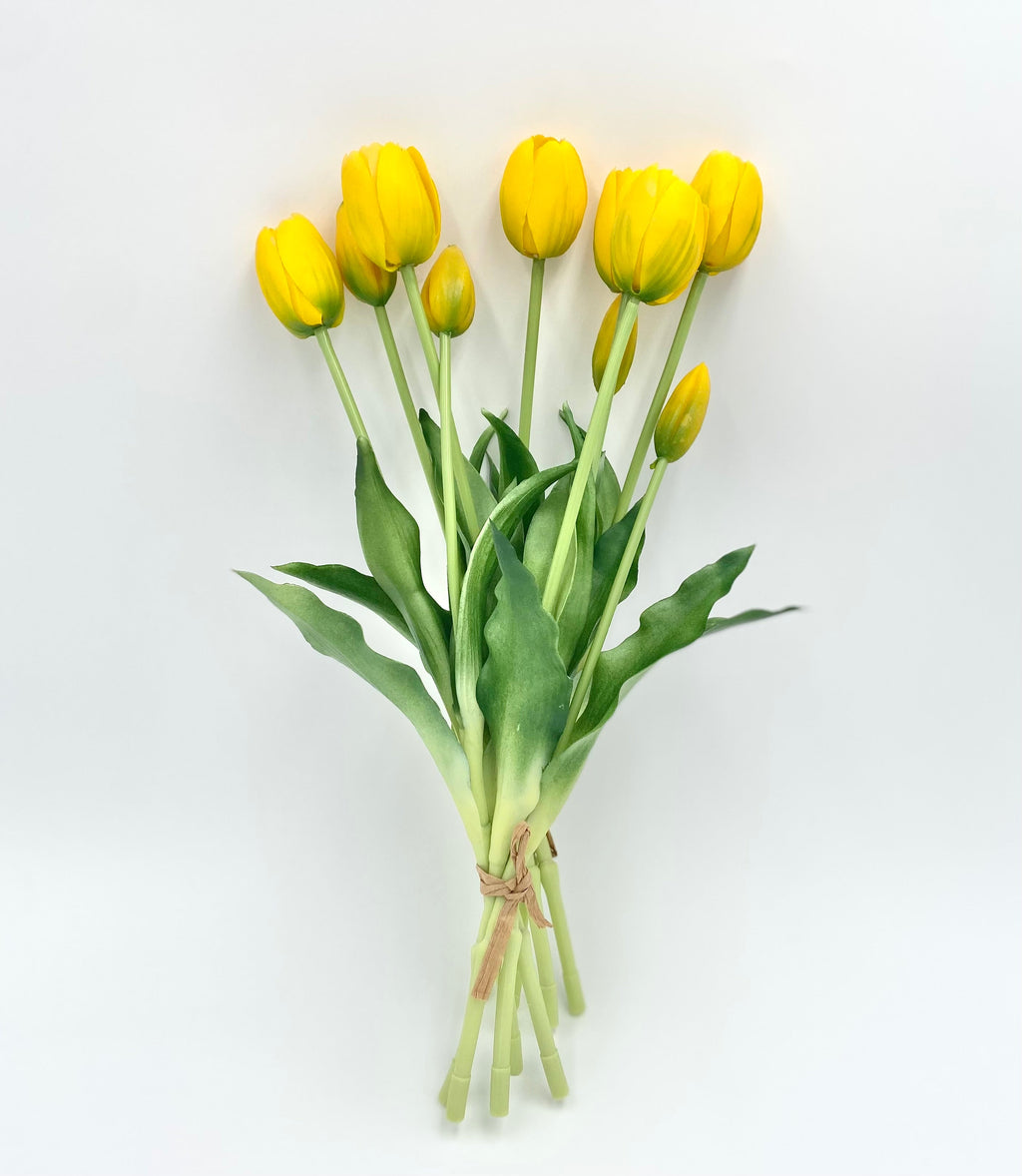 Artificial Real Touch Tulips - Bundle of 10 in Yellow Bundle of 10 Stems - Florals photo