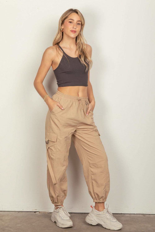 VERY J Elastic Waist Woven Cargo Pants in - Pants photo