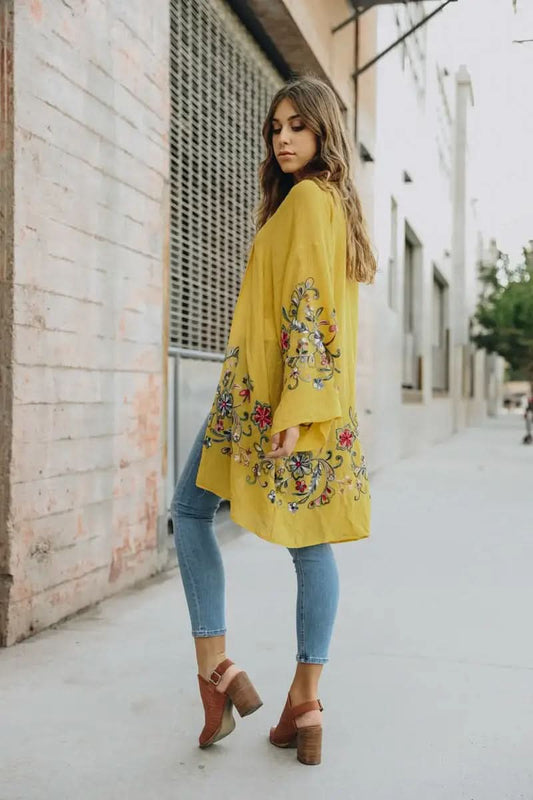 Leto Collection Long Floral Kimono Cardigan in - Shirts & Tops photo