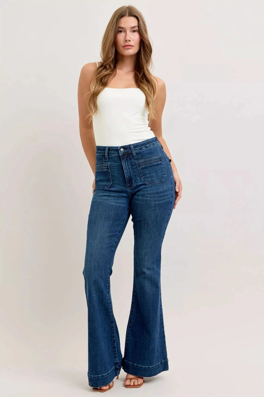 Judy Blue High-Waisted Flare Jeans with Front Pockets in - photo