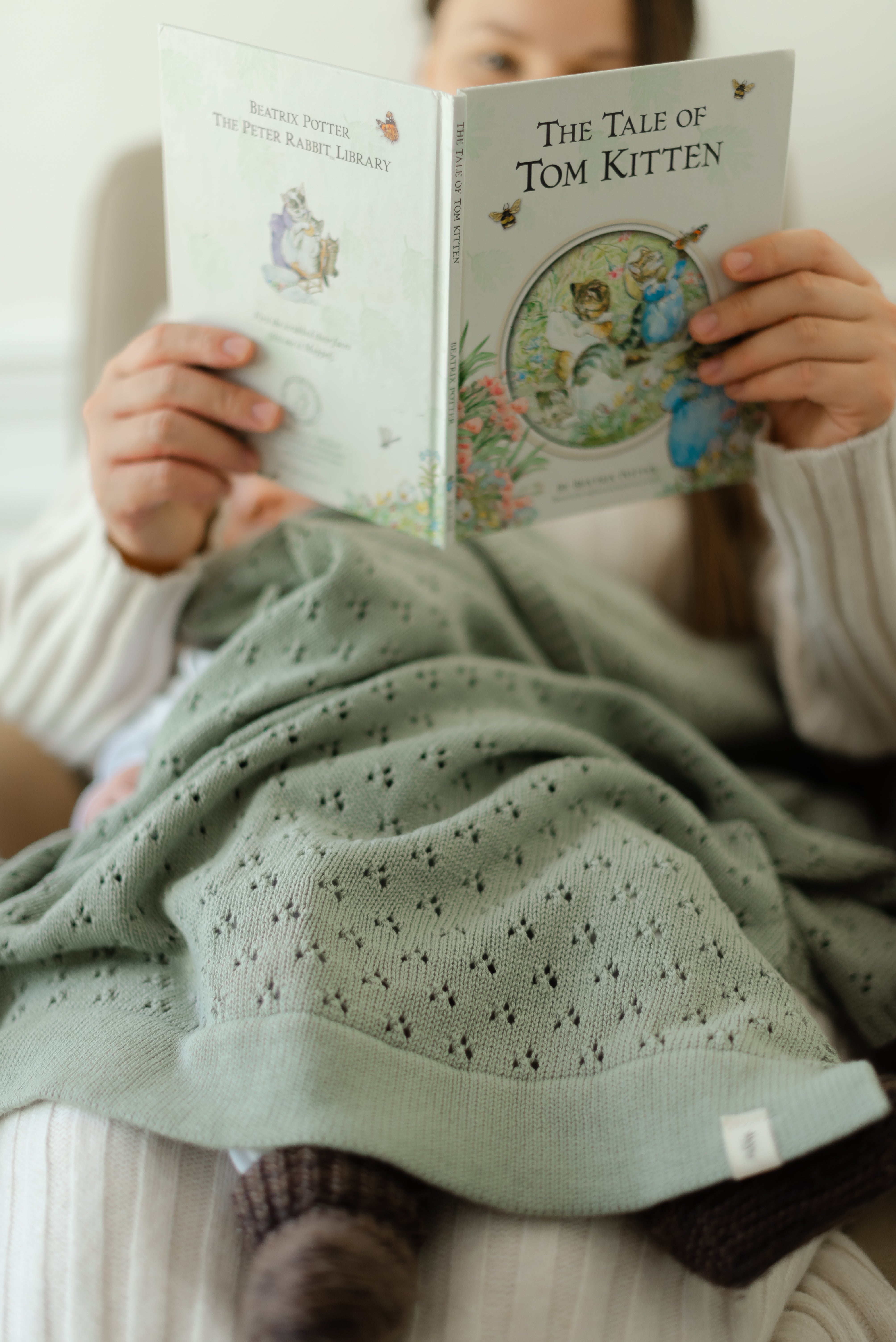 Mint Pointelle Knit Blanket in - photo