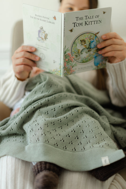 Mint Pointelle Knit Blanket in - photo