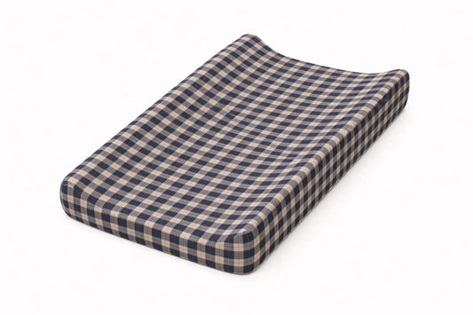 Blue Plaid Changing Pad Cover in - photo