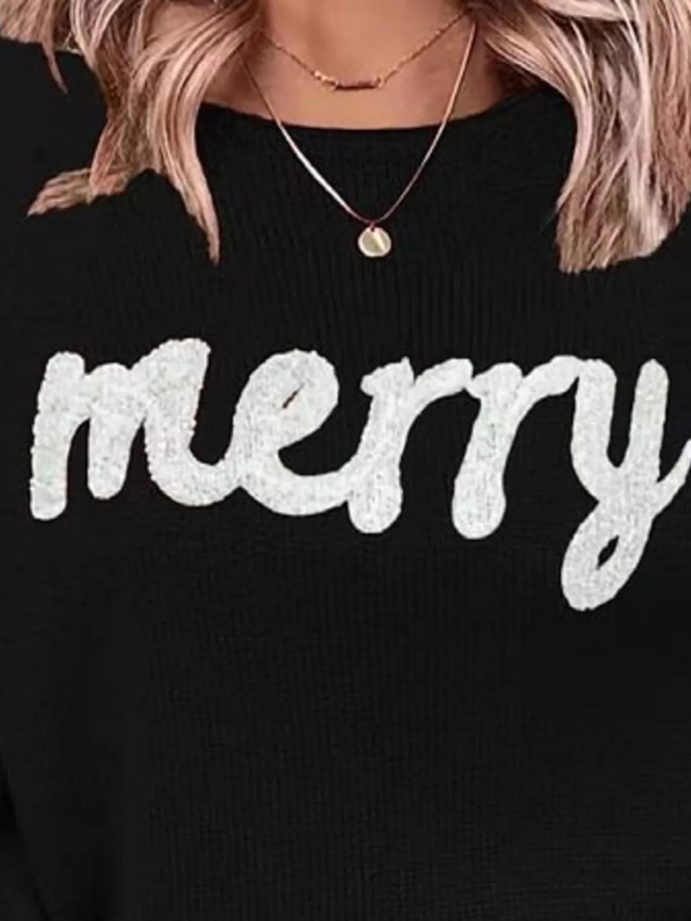 Merry Round Neck Dropped Shoulder Christmas Sweater in - photo