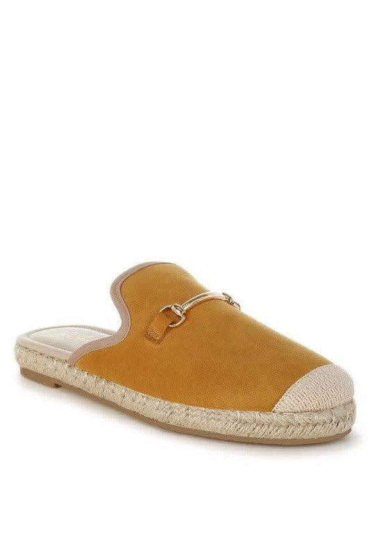 Nazaya Horsebit Detail Espadrilles Mules in Tan - photo