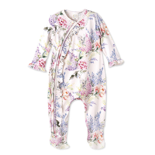 Dream Blossom Soft Bamboo Baby Girl Floral Zipper Romper -