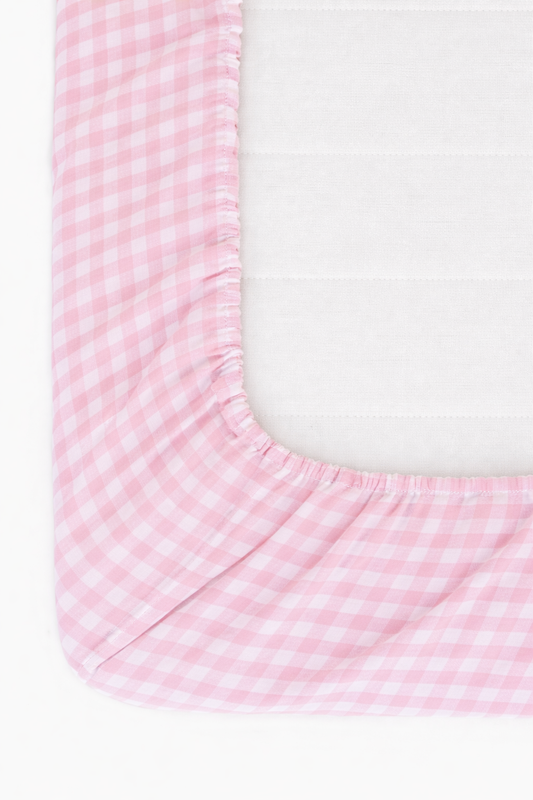 Rosey Pink Gingham Crib Sheet in - photo