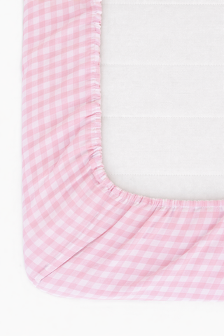 Rosey Pink Gingham Crib Sheet