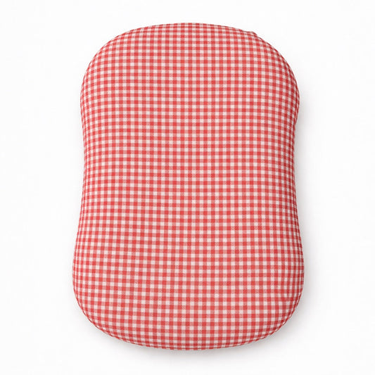 Red Gingham Ruffle Baby Lounger Cover in No Ruffle - nest lounger photo