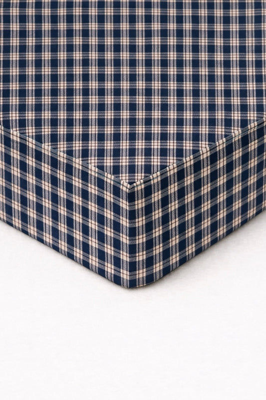 Harbor Blue Plaid Crib Sheet