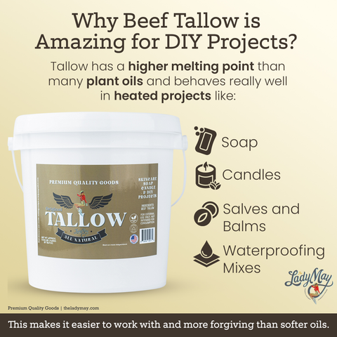 Lady May Tallow Bulk Grass-Fed Beef Tallow for Soap, Skincare & Candles | 2,8,16 lbs | Maker-Proven Quality in - Beef Tallow photo