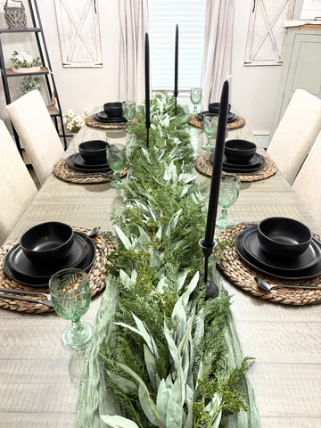 9’ Artificial Real-Touch Cedar and Long Leaf Eucalyptus Garland in - Garland photo